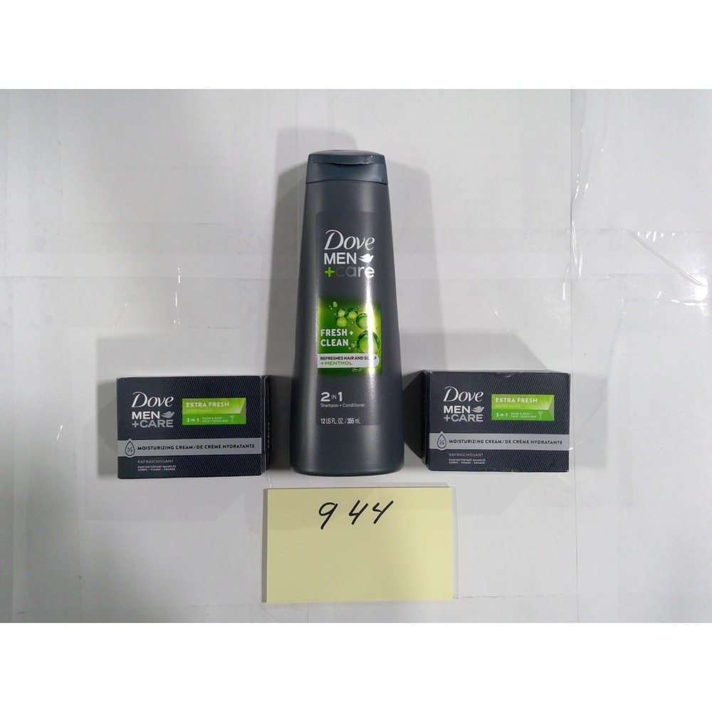 Dove Men+Care Shampoo Conditioner and Bar Soap Set Men OS Gray New Fresh Clean